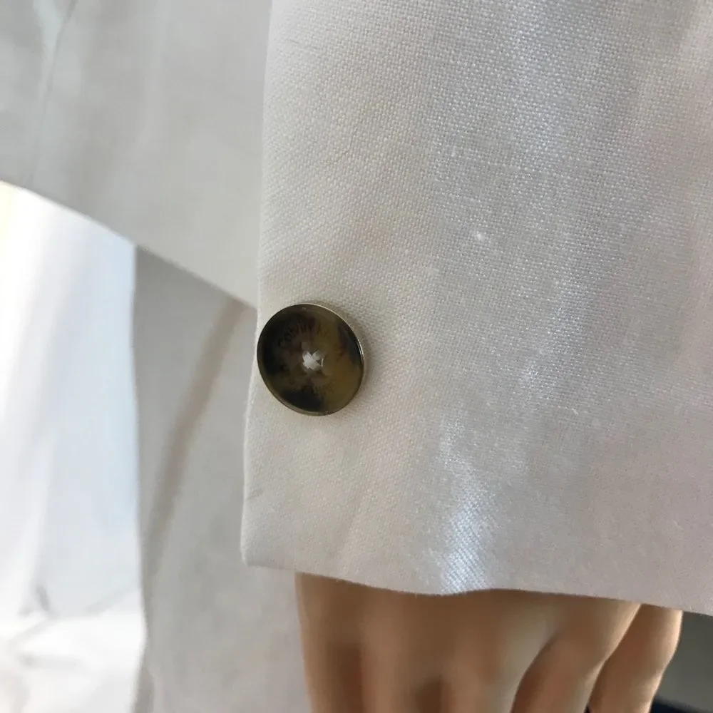 Calvin Klein Double Breasted White Linen Jacket